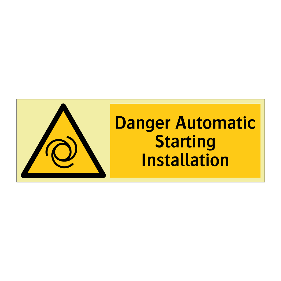 Danger Automatic Starting Installation