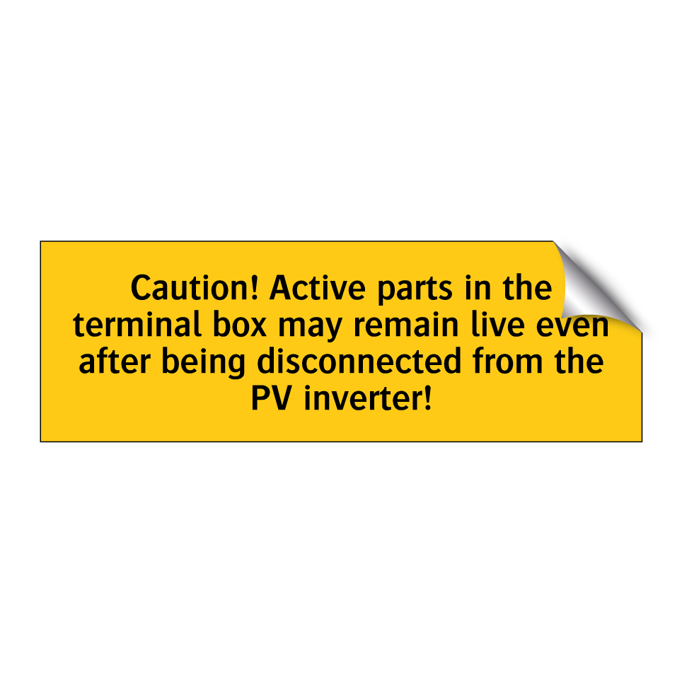 Caution! Active parts in the terminal box may remain live even after being disconnected from the PV inverter!