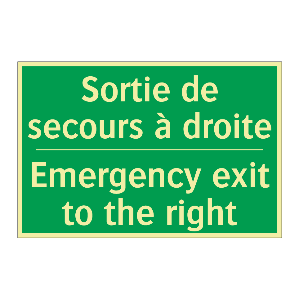 Sortie de secours à droite - Emergency exit to the right