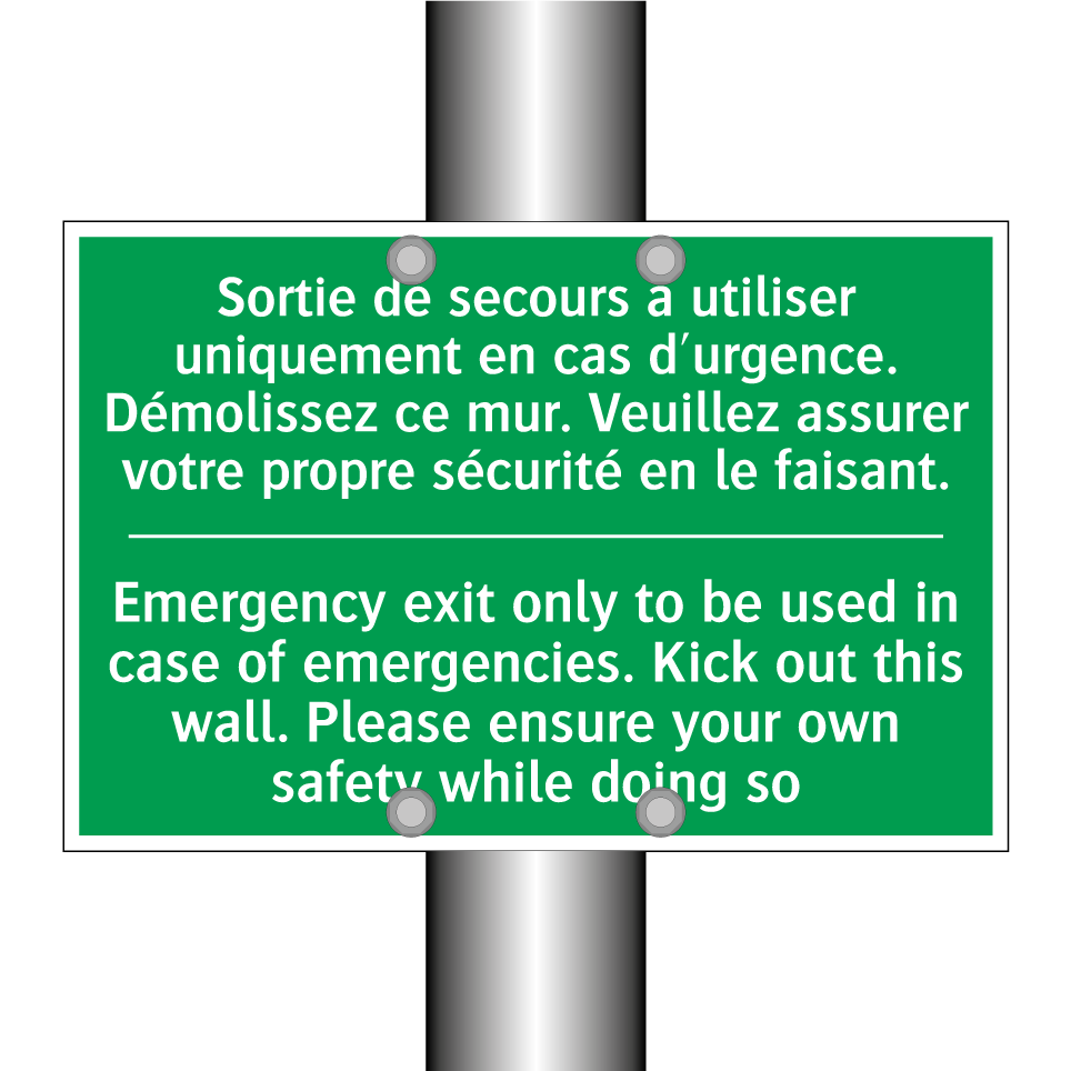 Sortie de secours à utiliser uniquement /.../ - Emergency exit only to be used /.../