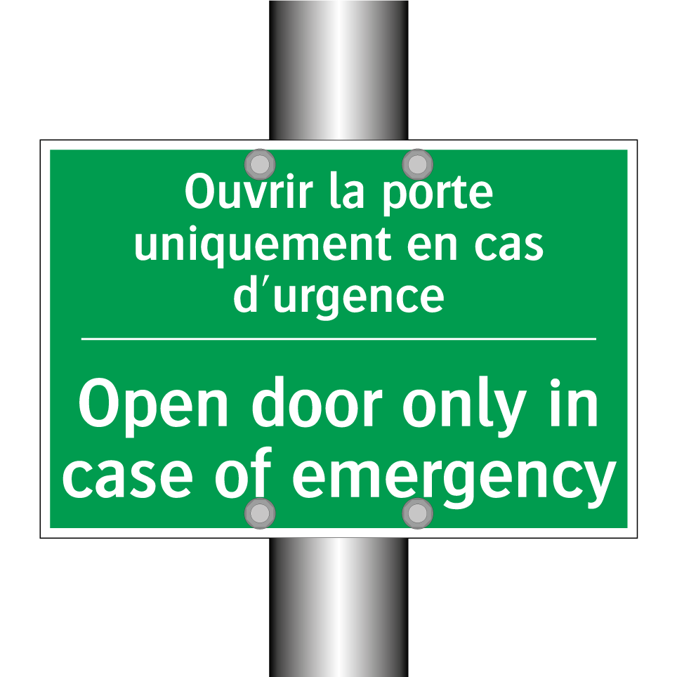 Ouvrir la porte uniquement en /.../ - Open door only in case of emergency /.../