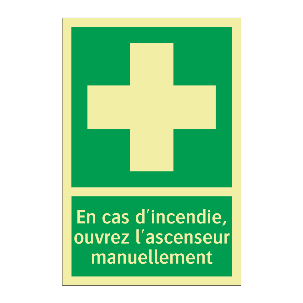 En cas d'incendie, ouvrez l'ascenseur manuellement