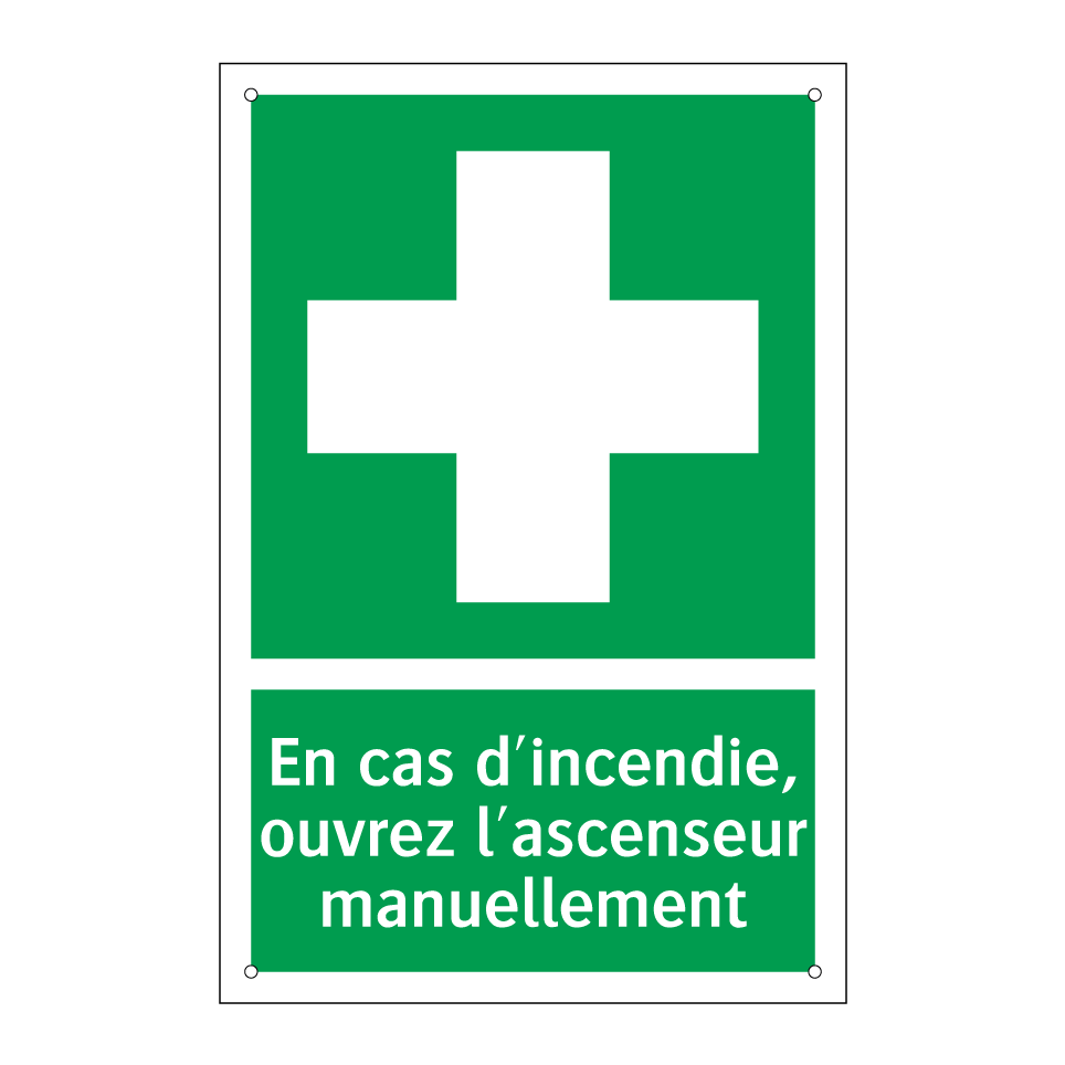 En cas d'incendie, ouvrez l'ascenseur manuellement