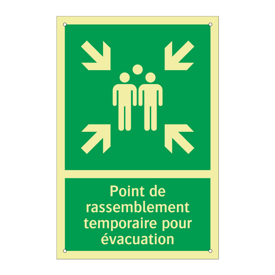 Point de rassemblement temporaire pour évacuation