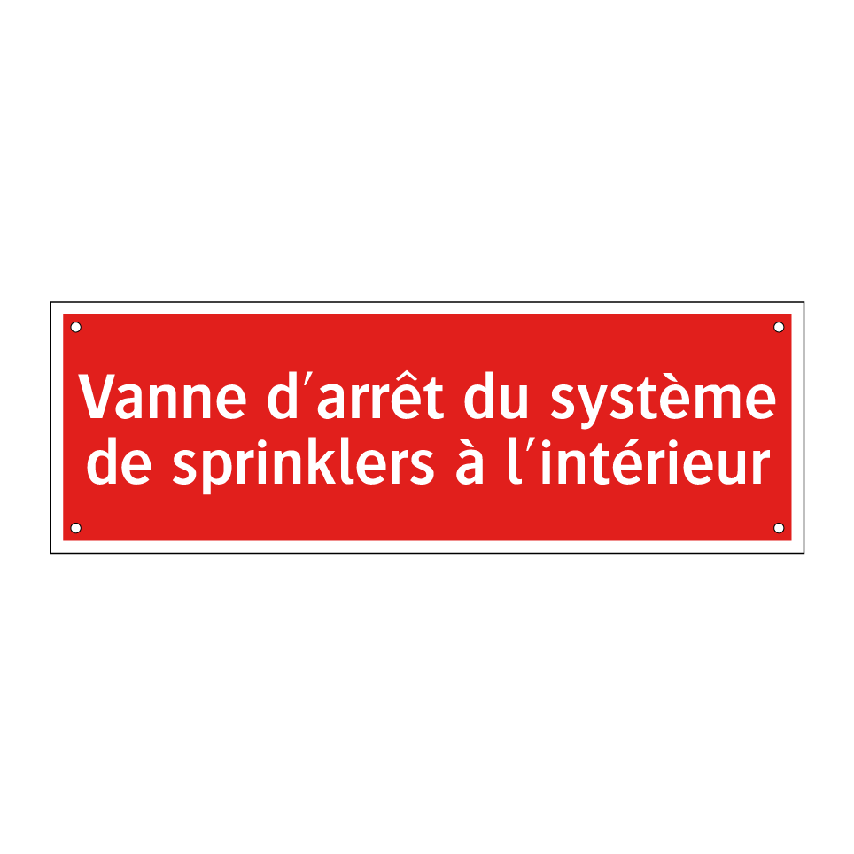 Vanne d'arrêt du système de sprinklers à l'intérieur