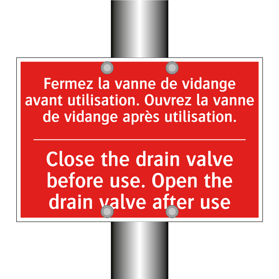 Fermez la vanne de vidange avant /.../ - Close the drain valve before use. /.../