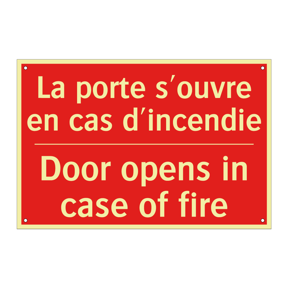 La porte s'ouvre en cas d'incendie /.../ - Door opens in case of fire