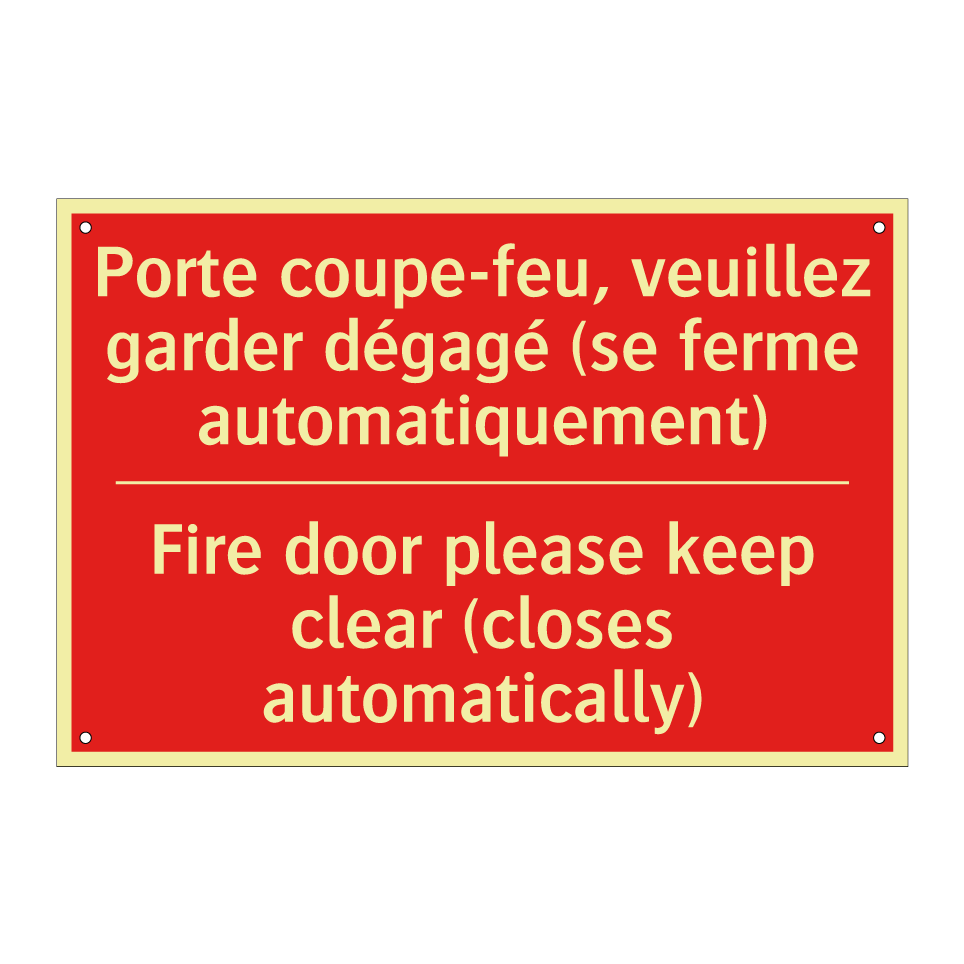Porte coupe-feu, veuillez garder /.../ - Fire door please keep clear (closes /.../