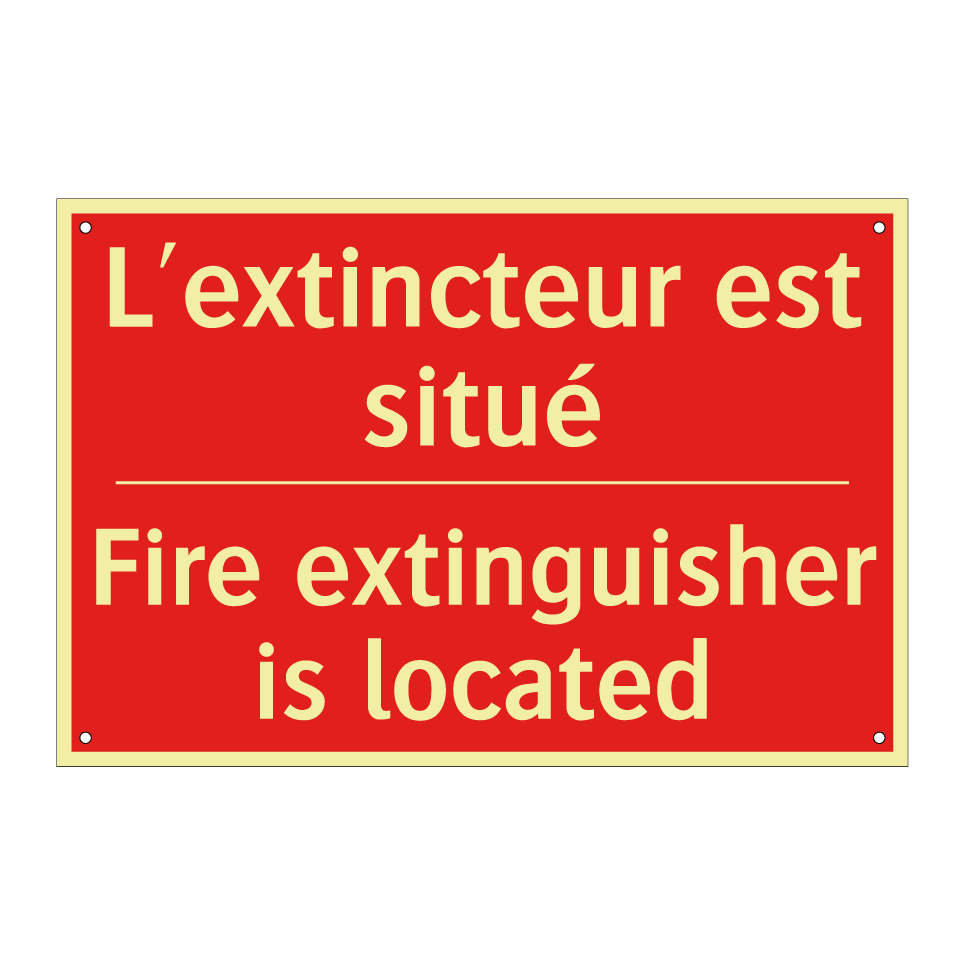 L'extincteur est situé - Fire extinguisher is located