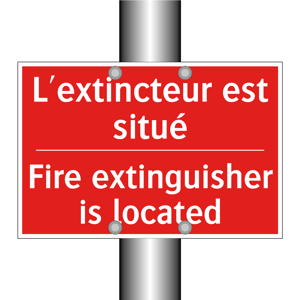 L'extincteur est situé - Fire extinguisher is located