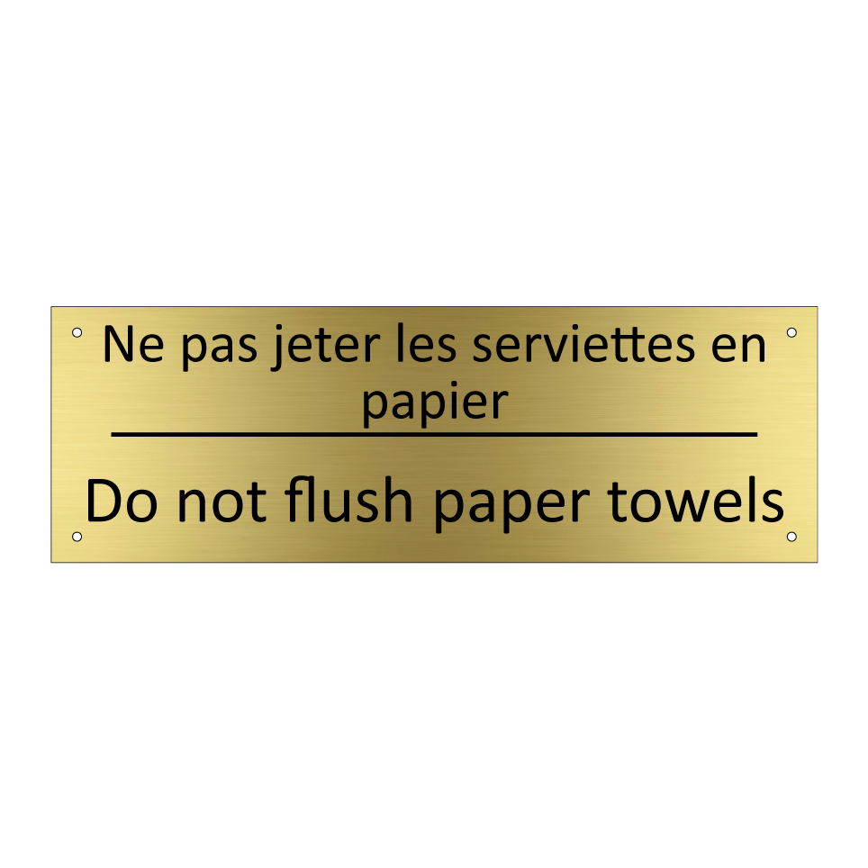 Ne pas jeter les serviettes en /.../ - Do not flush paper towels