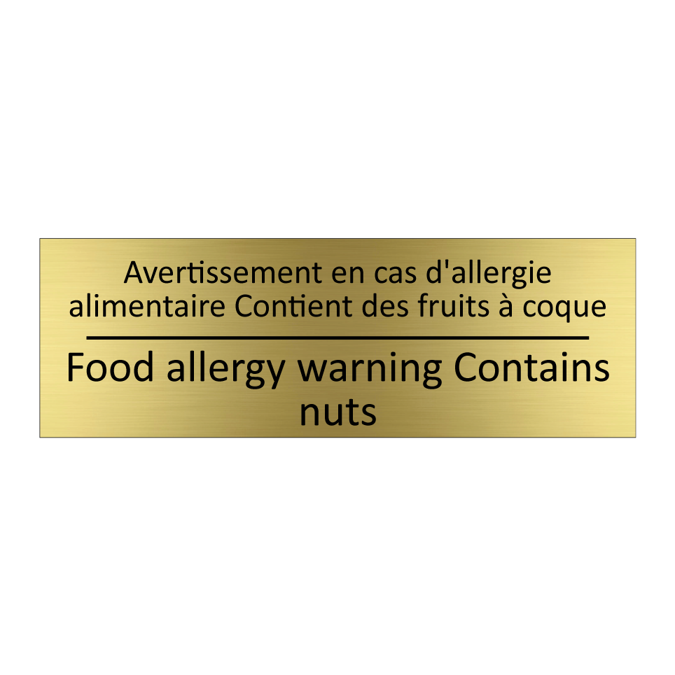 Avertissement en cas d'allergie /.../ - Food allergy warning Contains /.../