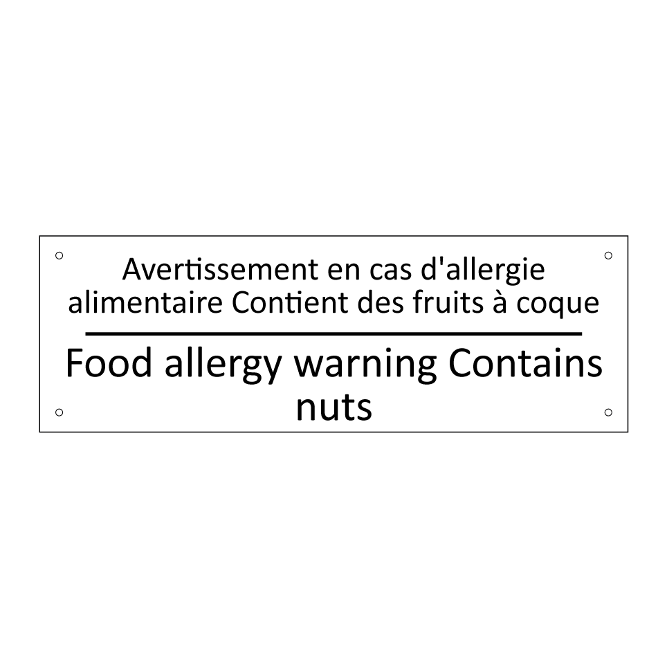 Avertissement en cas d'allergie /.../ - Food allergy warning Contains /.../