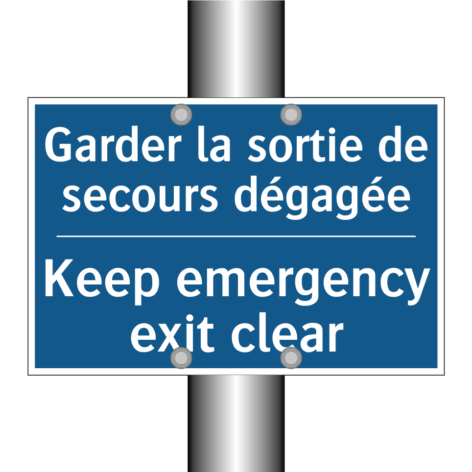 Garder la sortie de secours dégagée /.../ - Keep emergency exit clear