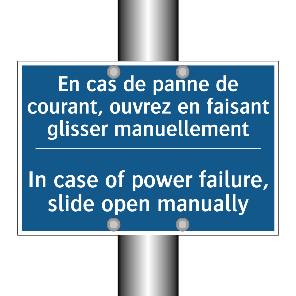 En cas de panne de courant, ouvrez /.../ - In case of power failure, slide /.../