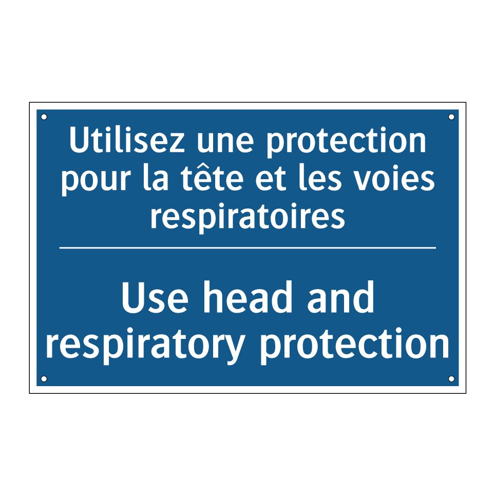Utilisez une protection pour la /.../ - Use head and respiratory protection /.../