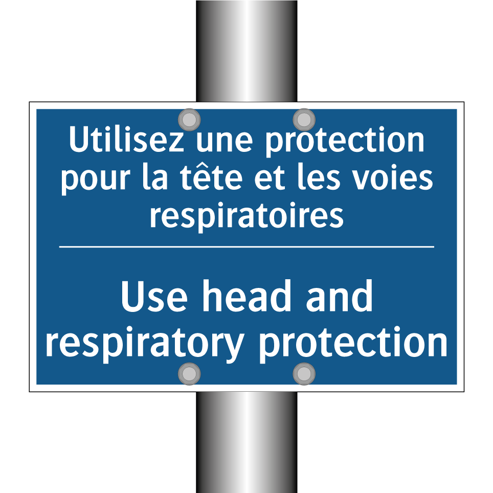 Utilisez une protection pour la /.../ - Use head and respiratory protection /.../