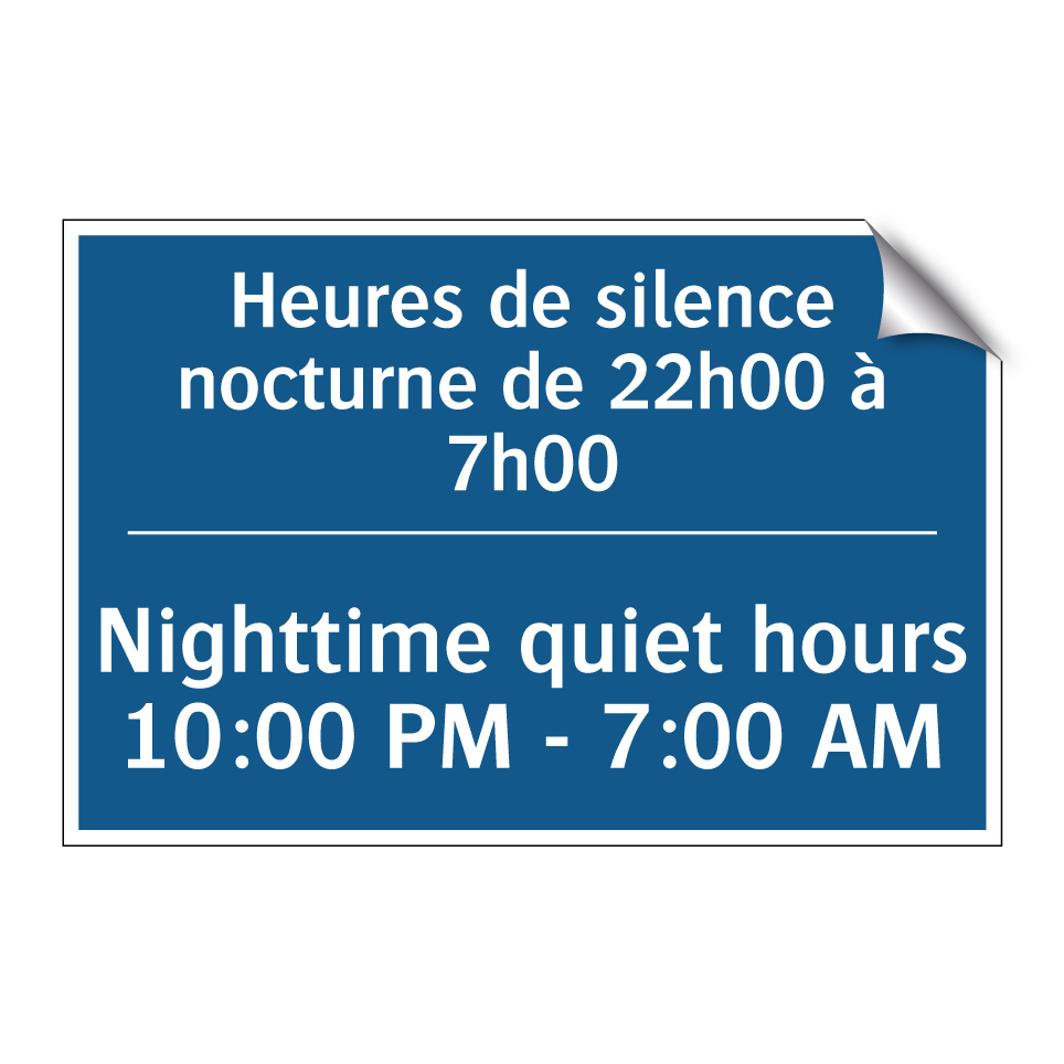 Heures de silence nocturne de /.../ - Nighttime quiet hours 10:00 PM /.../