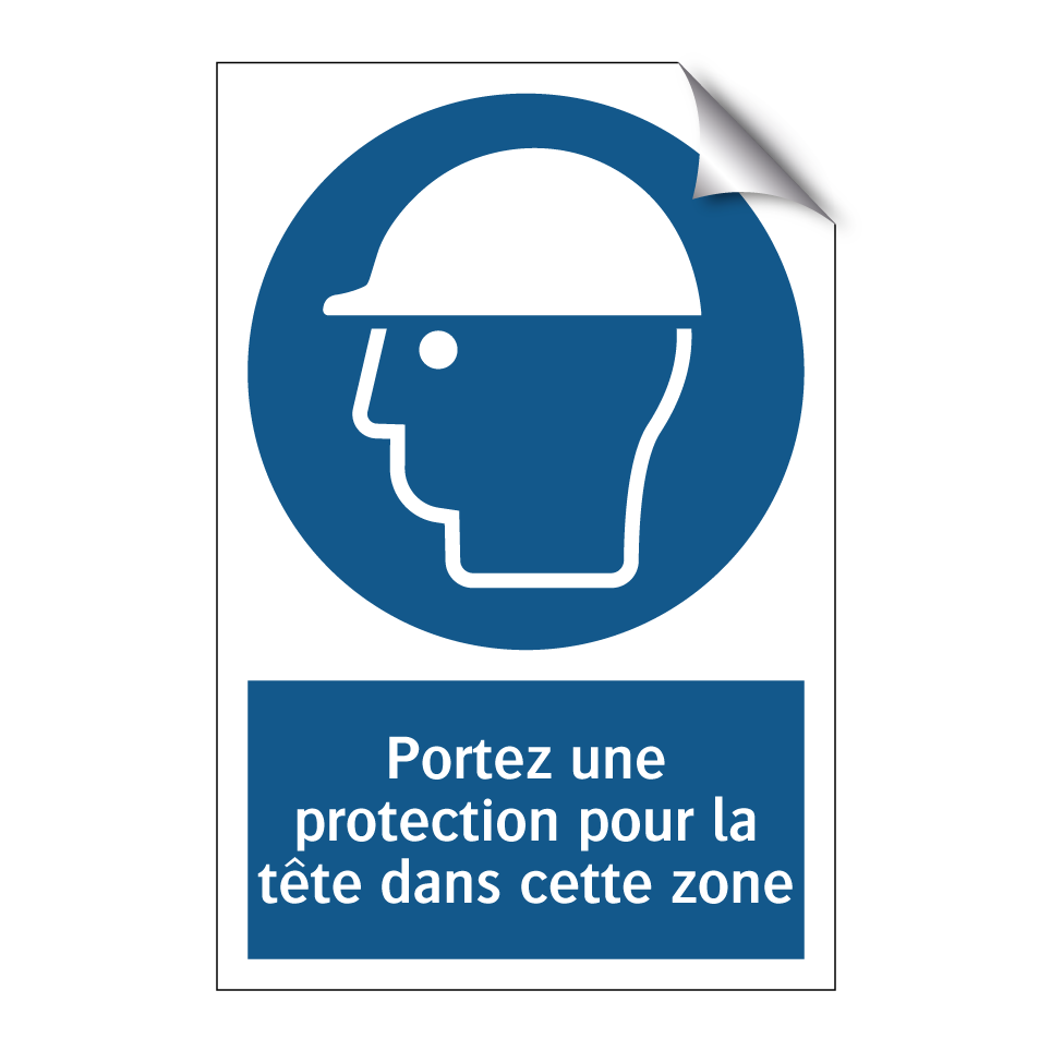 Portez une protection pour la tête dans cette zone