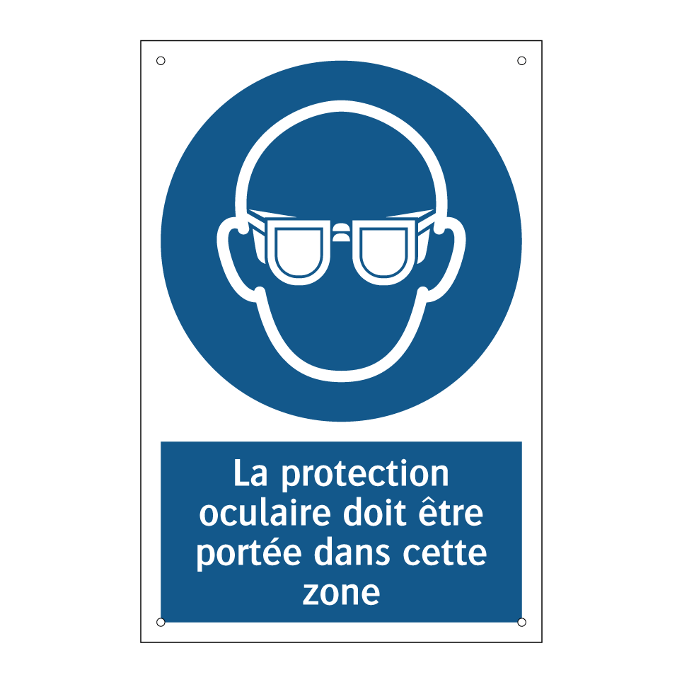 La protection oculaire doit être portée dans cette zone