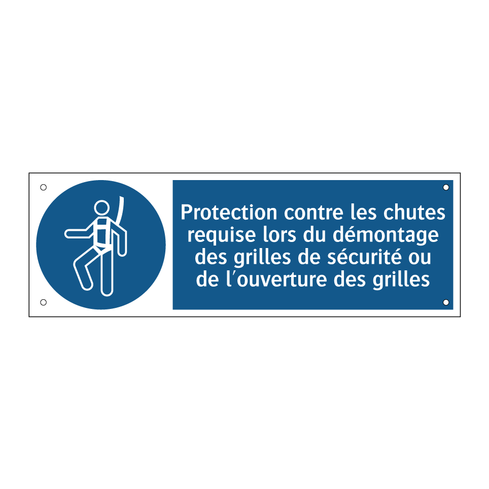 Protection contre les chutes requise lors du démontage des grilles de sécurité ou de l'ouverture des grilles
