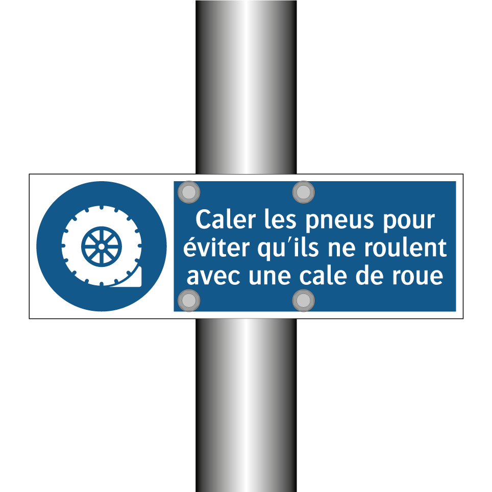 Caler les pneus pour éviter qu'ils ne roulent avec une cale de roue