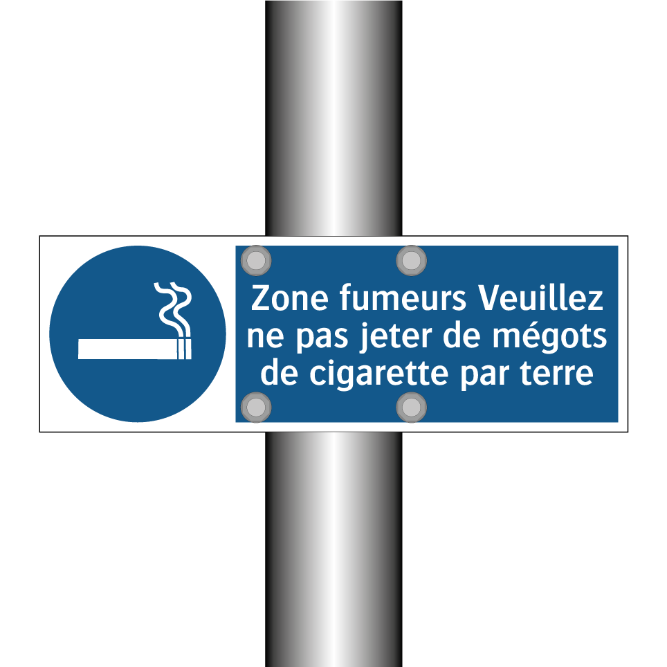 Zone fumeurs Veuillez ne pas jeter de mégots de cigarette par terre