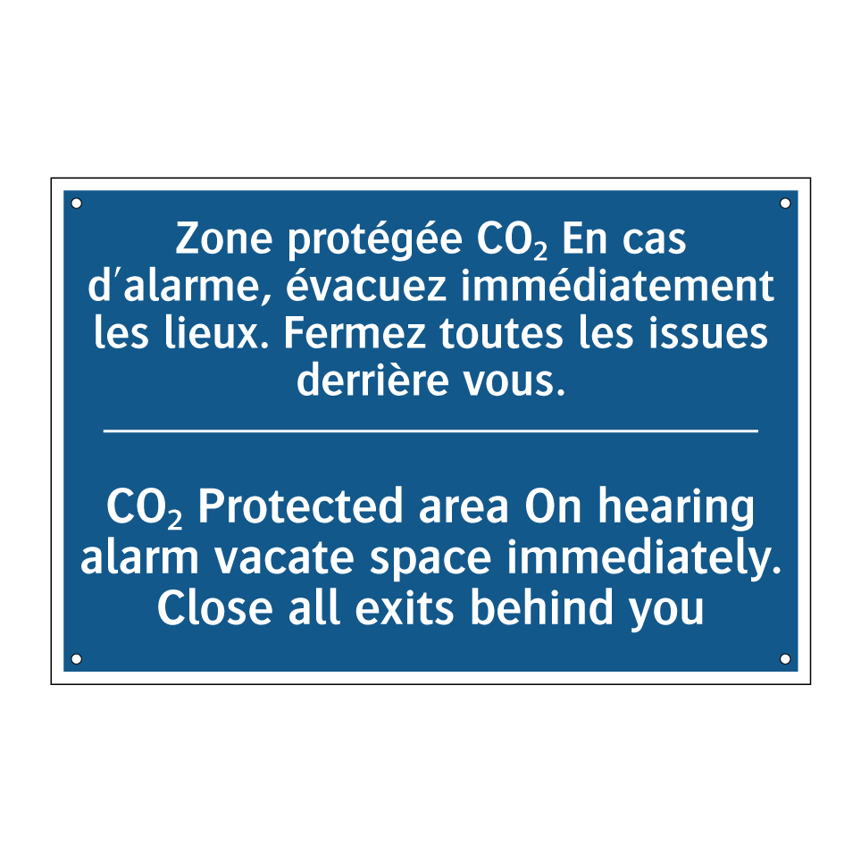 Zone protégée CO₂ En cas d'alarme, /.../ - CO₂ Protected area On hearing /.../