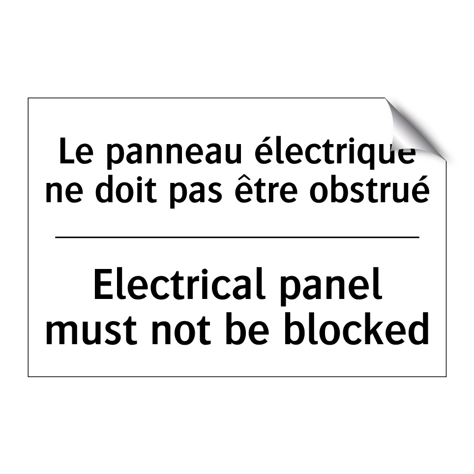 Le panneau électrique ne doit /.../ - Electrical panel must not be blocked /.../
