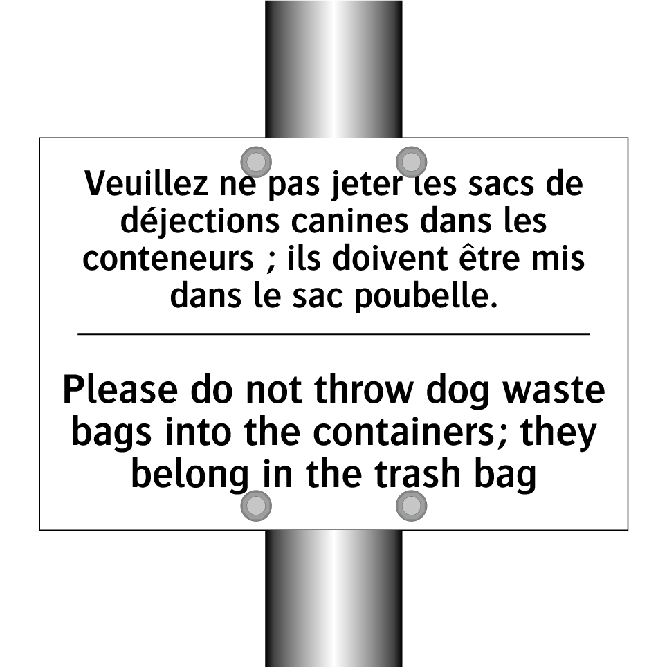 Veuillez ne pas jeter les sacs /.../ - Please do not throw dog waste /.../