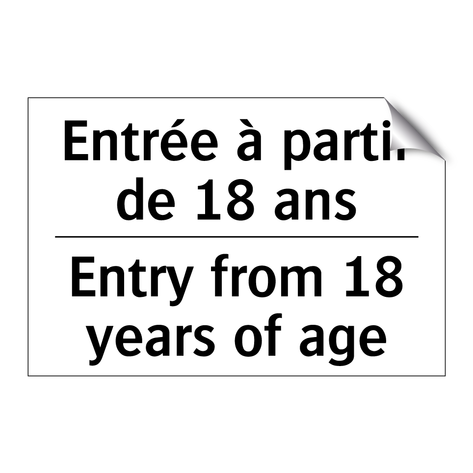 Entrée à partir de 18 ans - Entry from 18 years of age