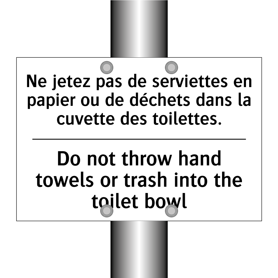Ne jetez pas de serviettes en /.../ - Do not throw hand towels or trash /.../