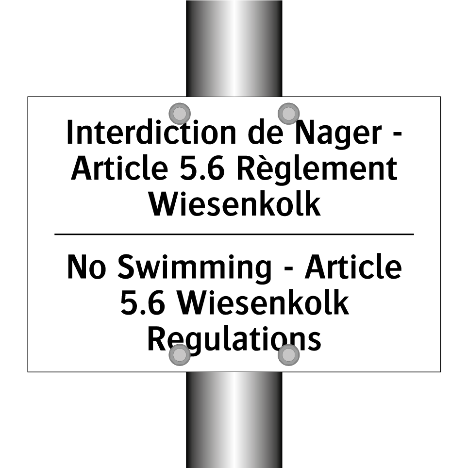 Interdiction de Nager - Article /.../ - No Swimming - Article 5.6 Wiesenkolk /.../