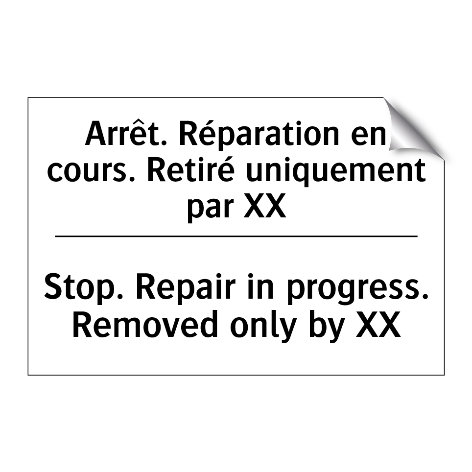 Arrêt. Réparation en cours. Retiré /.../ - Stop. Repair in progress. Removed /.../