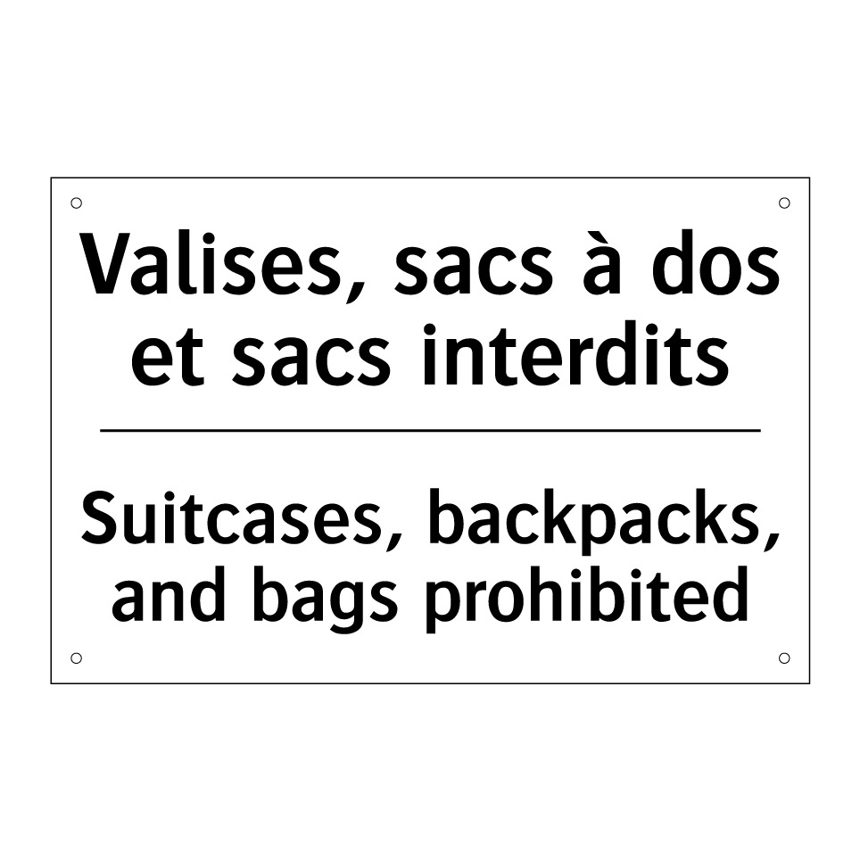 Valises, sacs à dos et sacs interdits /.../ - Suitcases, backpacks, and bags /.../