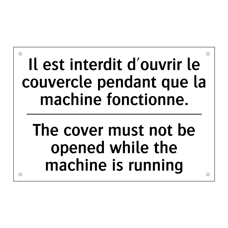 Il est interdit d'ouvrir le couvercle /.../ - The cover must not be opened while /.../
