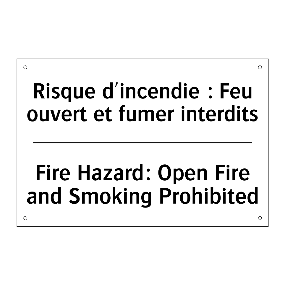Risque d'incendie : Feu ouvert /.../ - Fire Hazard: Open Fire and Smoking /.../