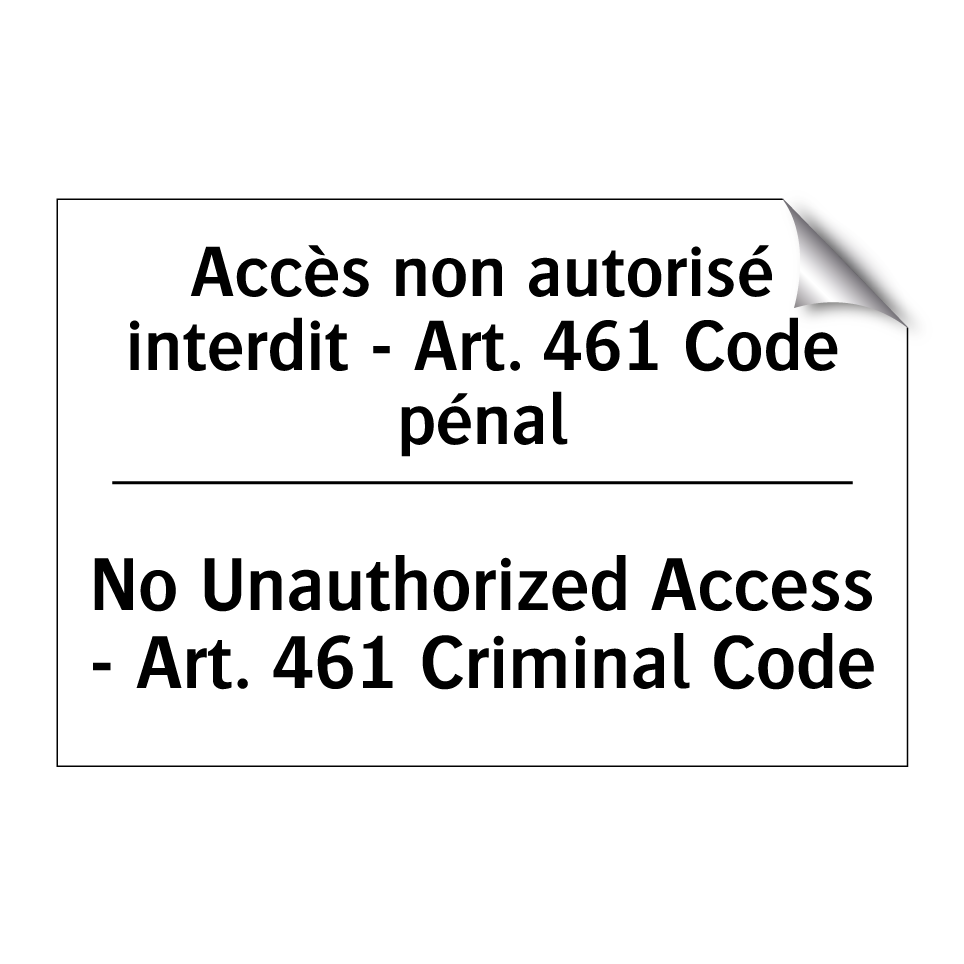 Accès non autorisé interdit - /.../ - No Unauthorized Access - Art. /.../