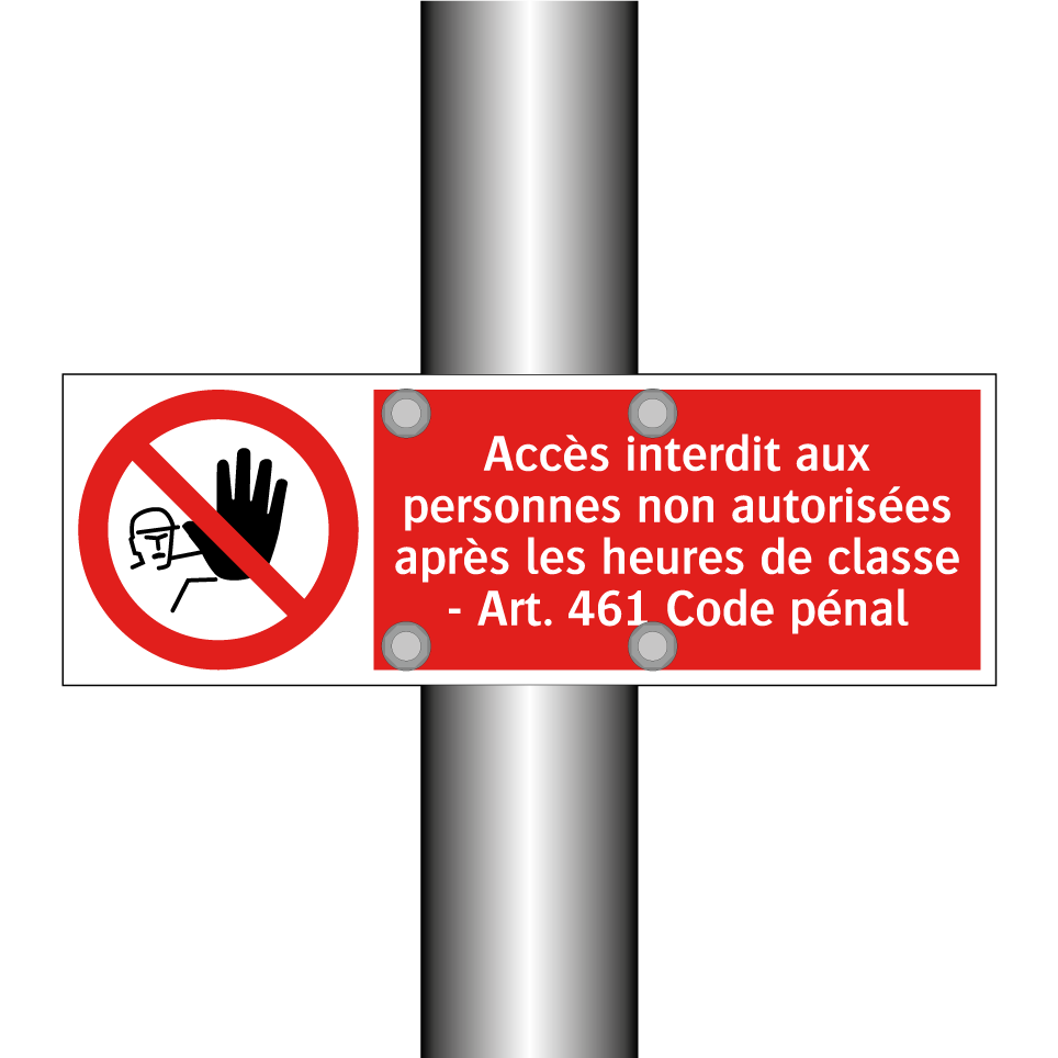 Accès interdit aux personnes non autorisées après les heures de classe - Art. 461 Code pénal