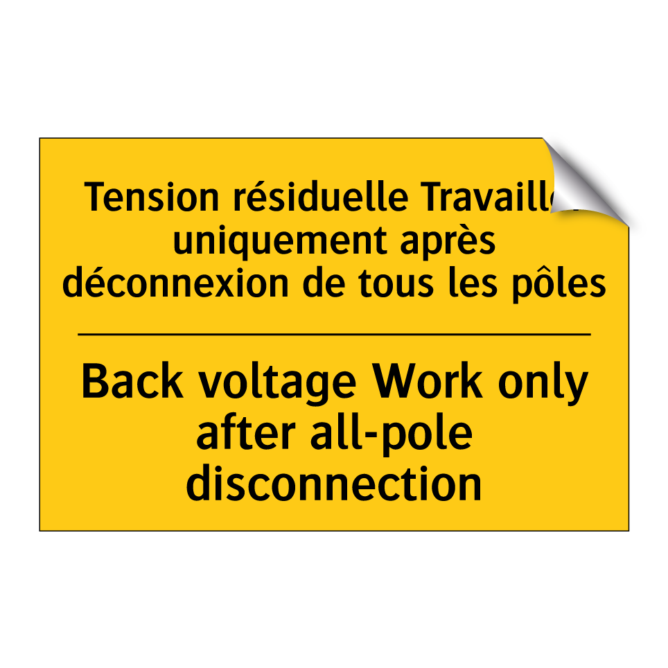 Tension résiduelle Travailler /.../ - Back voltage Work only after all-pole /.../