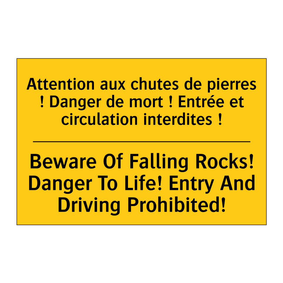 Attention aux chutes de pierres /.../ - Beware Of Falling Rocks! Danger /.../