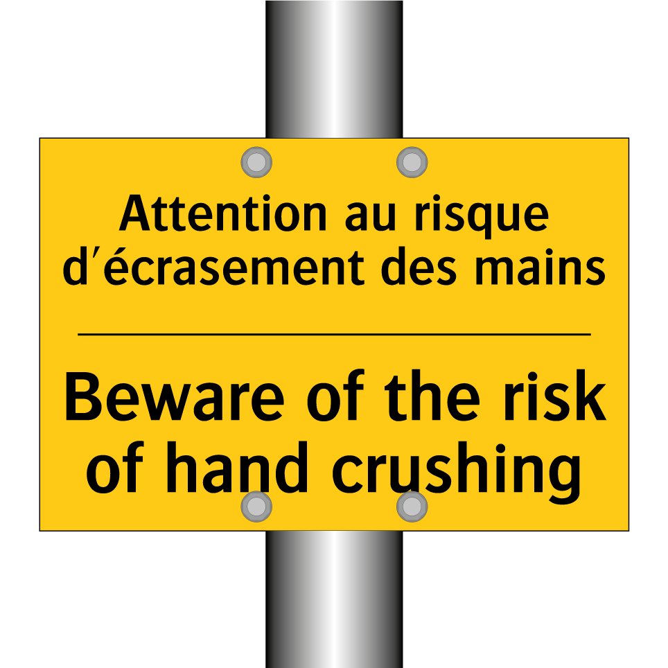 Attention au risque d'écrasement /.../ - Beware of the risk of hand crushing /.../