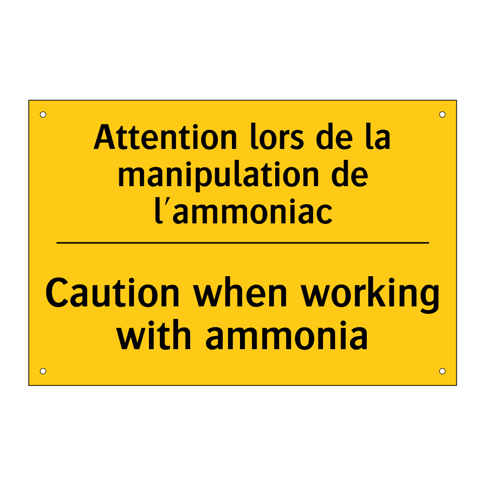 Attention lors de la manipulation /.../ - Caution when working with ammonia /.../