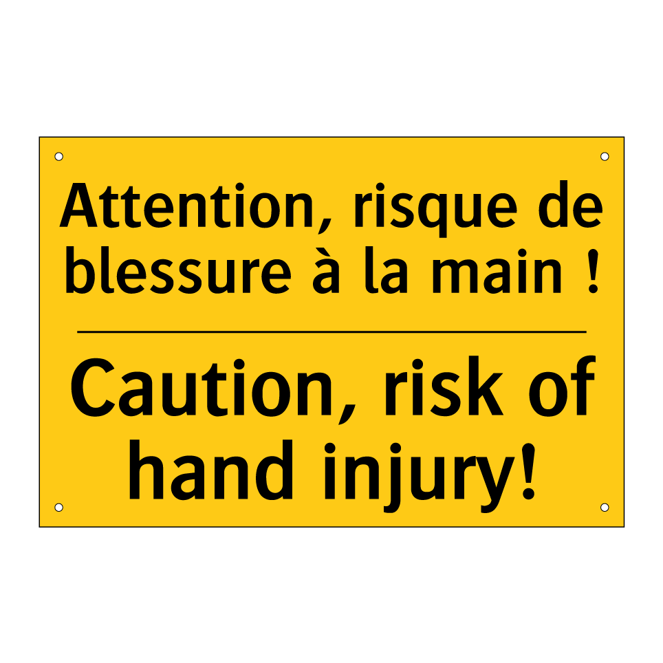 Attention, risque de blessure /.../ - Caution, risk of hand injury!