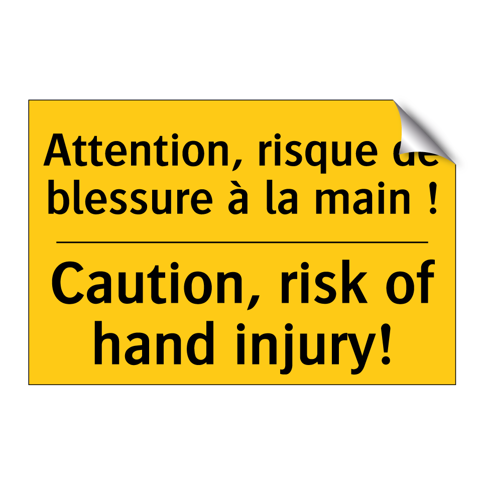Attention, risque de blessure /.../ - Caution, risk of hand injury!