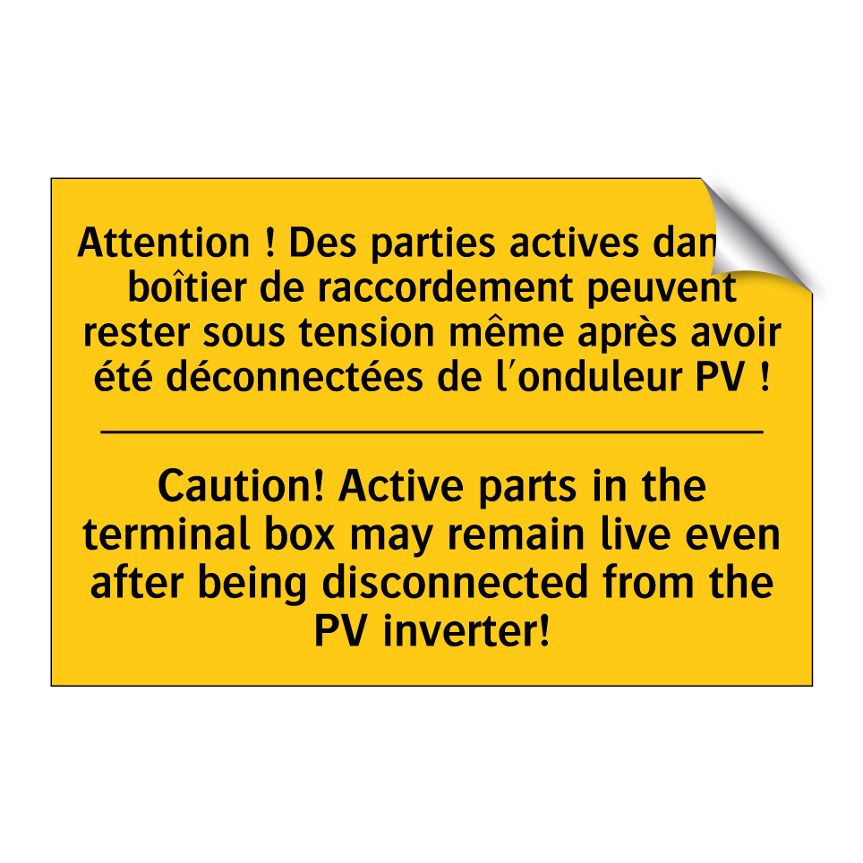 Attention ! Des parties actives /.../ - Caution! Active parts in the terminal /.../