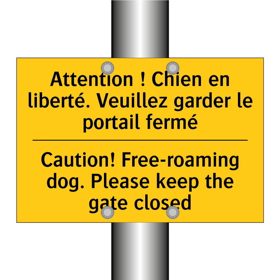 Attention ! Chien en liberté. /.../ - Caution! Free-roaming dog. Please /.../
