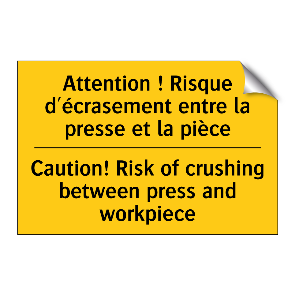 Attention ! Risque d'écrasement /.../ - Caution! Risk of crushing between /.../