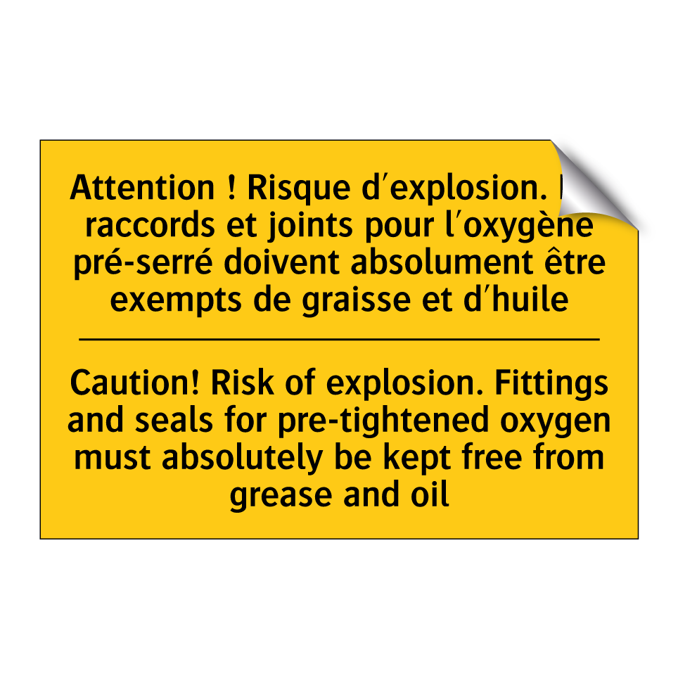 Attention ! Risque d'explosion. /.../ - Caution! Risk of explosion. Fittings /.../