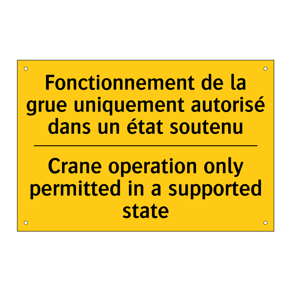Fonctionnement de la grue uniquement /.../ - Crane operation only permitted /.../